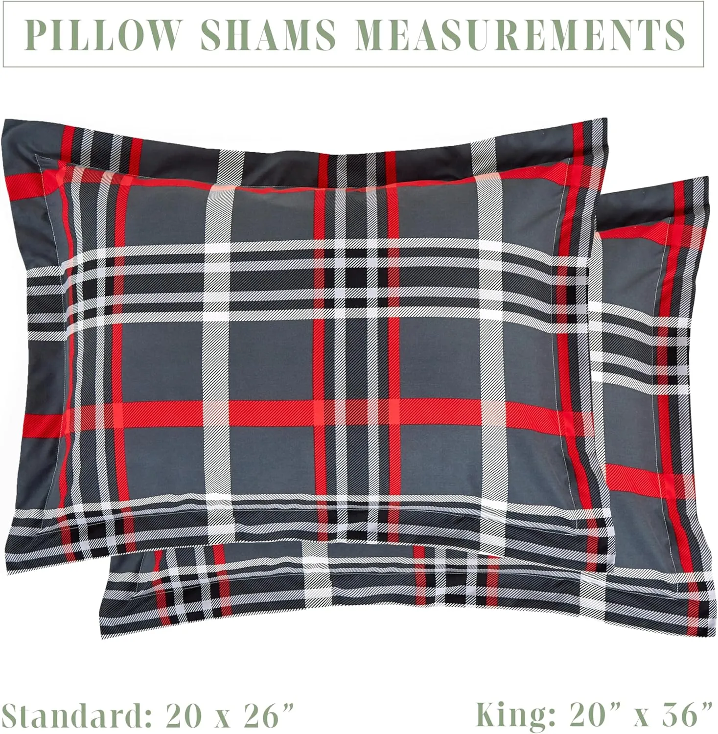 Elegant Comfort 8-Piece Lodge Plaid Reversible Comforter Set - All Season Bed in a Bag, 4-Piece Sheet Set Featuring Smart Pockets, Matching Shams and Decorative Pillow, Full/Queen, Gray