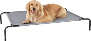 Elevated Dog Bed for Large Dogs,Raised Dog Cots,Indoor & Outdoor Cooling Waterproof Pet Hammock with Washable Breathable Mesh,Chew Proof,Grey 50in