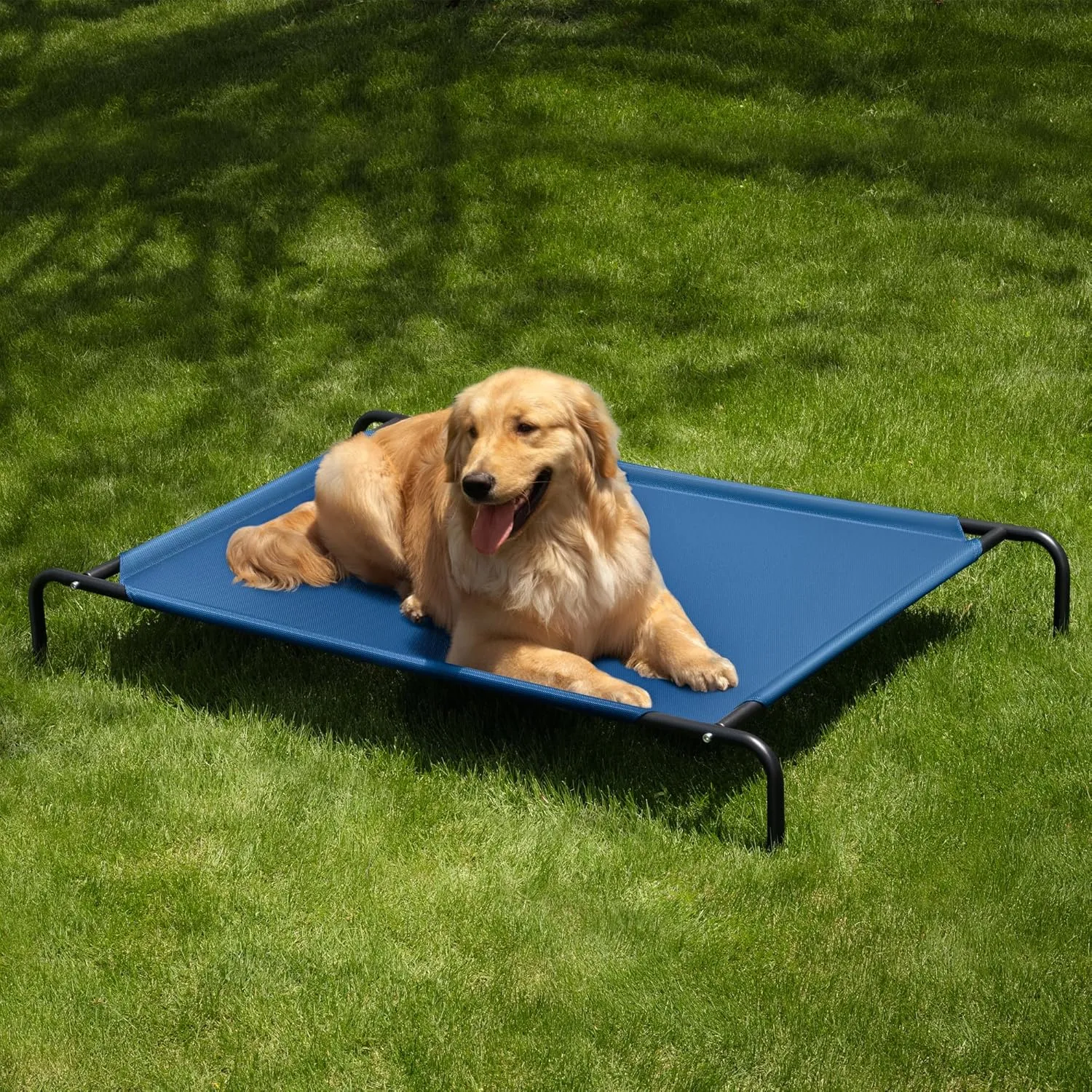 Elevated Dog Bed for Large Dogs,Raised Dog Cots,Indoor & Outdoor Cooling Waterproof Pet Hammock with Washable Breathable Mesh,Chew Proof,Grey 50in
