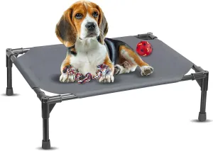 Elevated Dog Bed Raised Dog Bed Cot Bed Small Medium Large Dogs Outdoor Cooling Pet Cat Bed Breathable Mesh Washable (Medium, Grey, 32''L x 25''W)