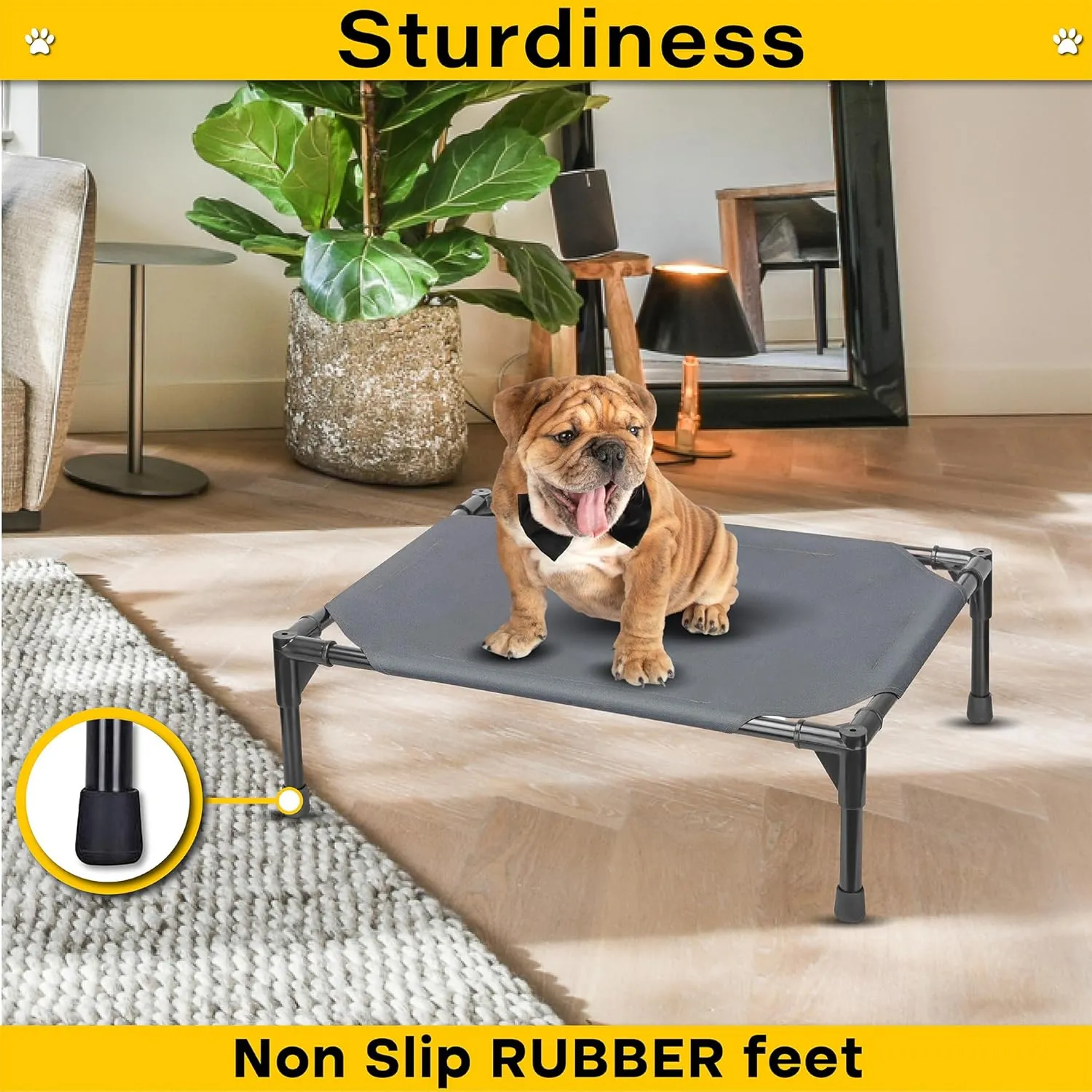 Elevated Dog Bed Raised Dog Bed Cot Bed Small Medium Large Dogs Outdoor Cooling Pet Cat Bed Breathable Mesh Washable (Medium, Grey, 32''L x 25''W)