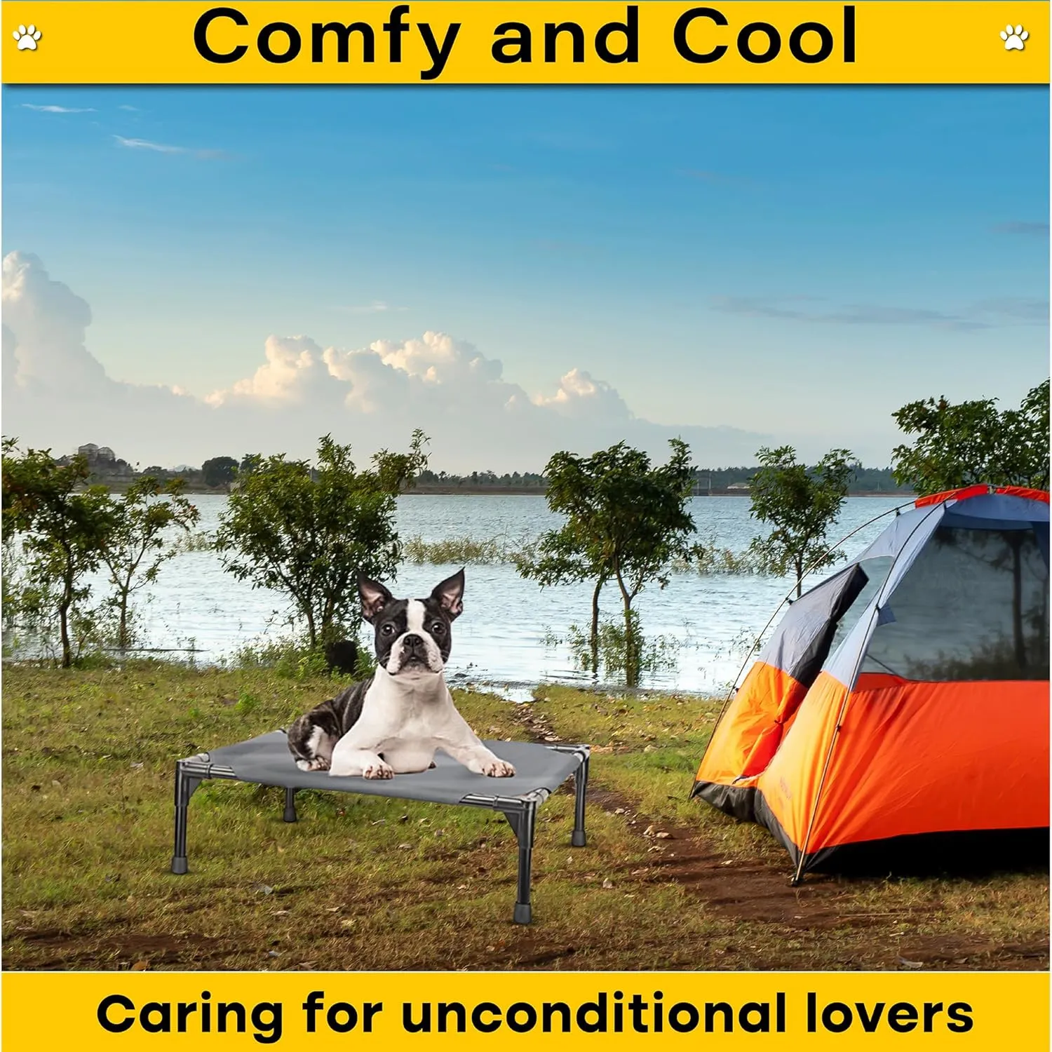 Elevated Dog Bed Raised Dog Bed Cot Bed Small Medium Large Dogs Outdoor Cooling Pet Cat Bed Breathable Mesh Washable (Small, Grey, 22''L x 17''W)