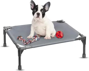 Elevated Dog Bed Raised Dog Bed Cot Bed Small Medium Large Dogs Outdoor Cooling Pet Cat Bed Breathable Mesh Washable (Small, Grey, 22''L x 17''W)