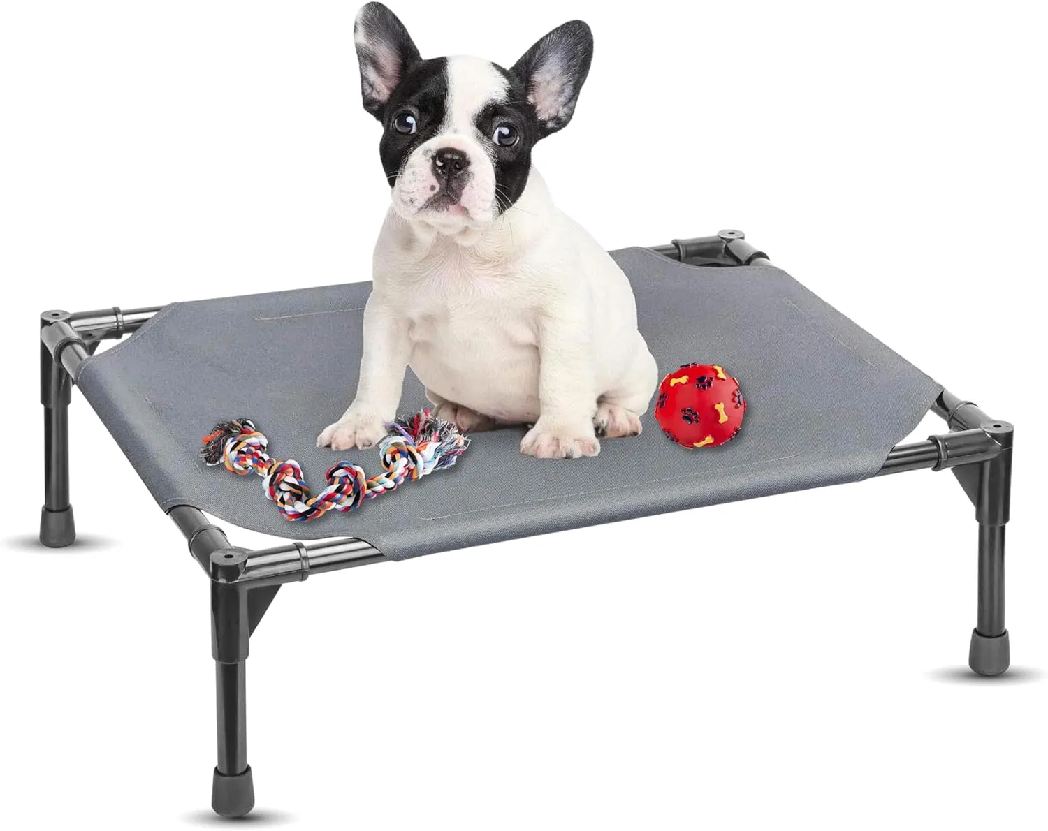 Elevated Dog Bed Raised Dog Bed Cot Bed Small Medium Large Dogs Outdoor Cooling Pet Cat Bed Breathable Mesh Washable (Small, Grey, 22''L x 17''W)