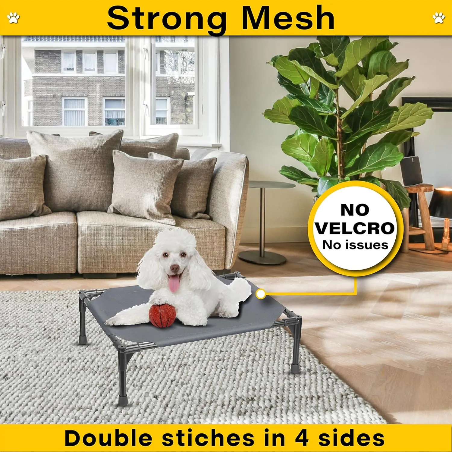 Elevated Dog Bed Raised Dog Bed Cot Bed Small Medium Large Dogs Outdoor Cooling Pet Cat Bed Breathable Mesh Washable (Small, Grey, 22''L x 17''W)