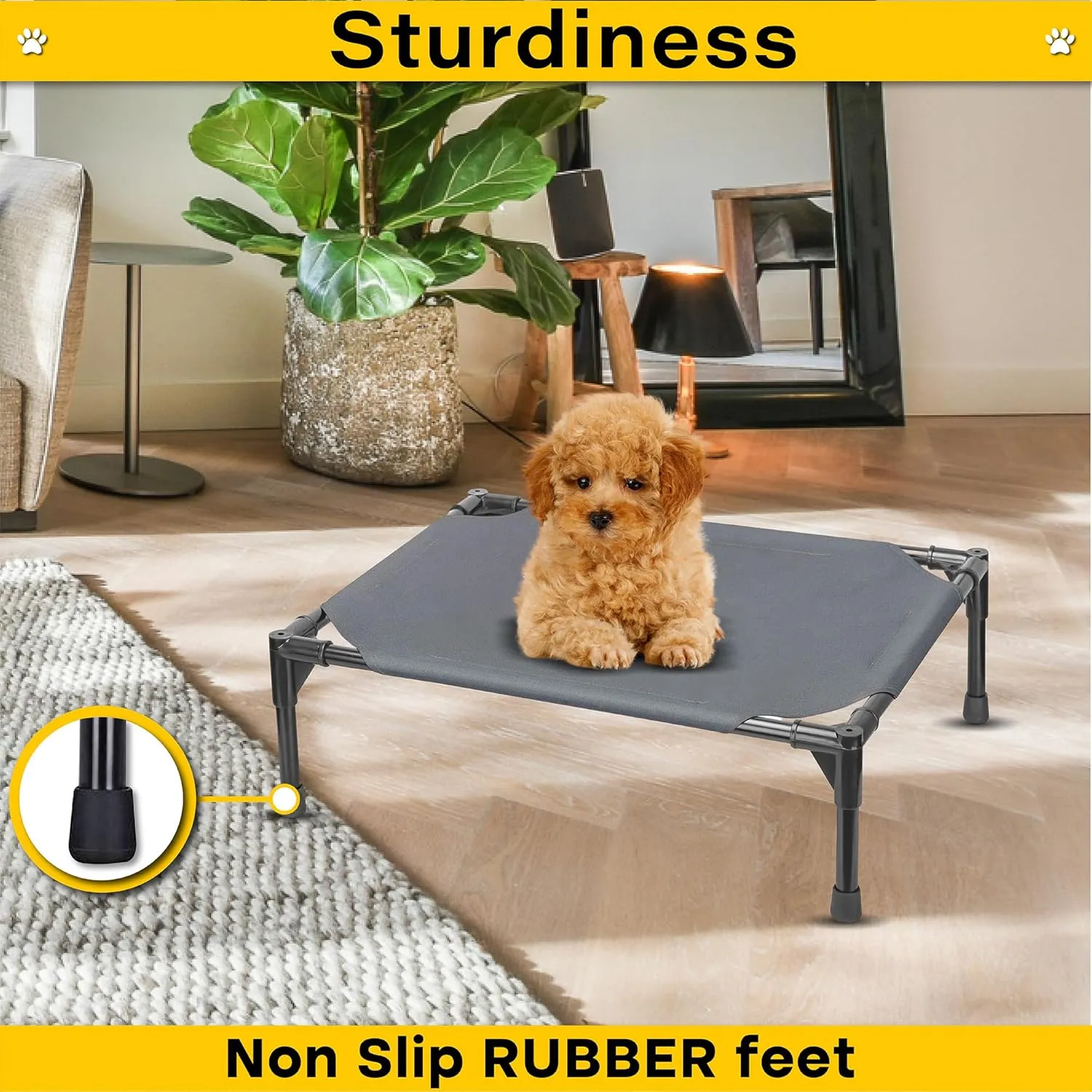 Elevated Dog Bed Raised Dog Bed Cot Bed Small Medium Large Dogs Outdoor Cooling Pet Cat Bed Breathable Mesh Washable (Small, Grey, 22''L x 17''W)