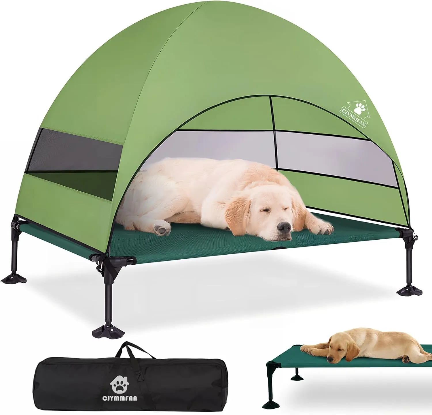 Elevated Dog Bed with Upgraded Canopy, Raised Outdoor Dog Tent with Powerful Anti-Slip Feet, Portable Pet Cot with Larger Shade, Raised Cooling Bed for Camping, Backyard, Beach, Poolside