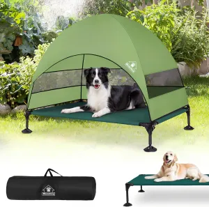 Elevated Outdoor Dog Bed with Canopy & Adjustable Feet - Larger Shade for Camping, Backyard & Patio