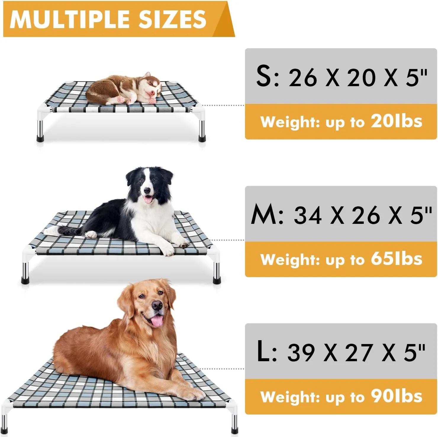 Elevated Outdoor Raised Dog Bed Outdoor Dogs Bed Lifted Pet Bed Dog Cot for Medium Pet Taste Life, Start with A Pet Bed 34'' x 26'' x 5''