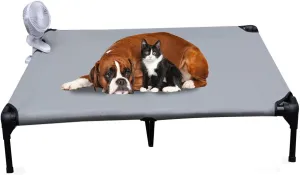 Elevated Raised Cooling Cots Bed for Extra-Large Dogs, Raised Dog-Hammock Beds Off Ground for Indoor and Outdoor & Clip Fan (49 inches, X-Large)