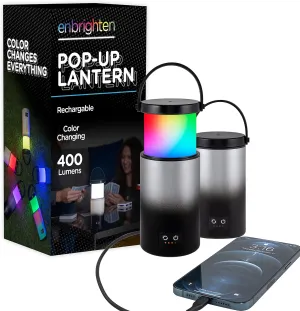 Enbrighten Mini Lantern, Rechargeable Lantern, Color Changing, LED Lamp for Bedroom, 400 Lumens, 180 Hour Runtime, Night Light, 4 Lighting Modes, Perfect for Camping, Bedroom, and More, 61744