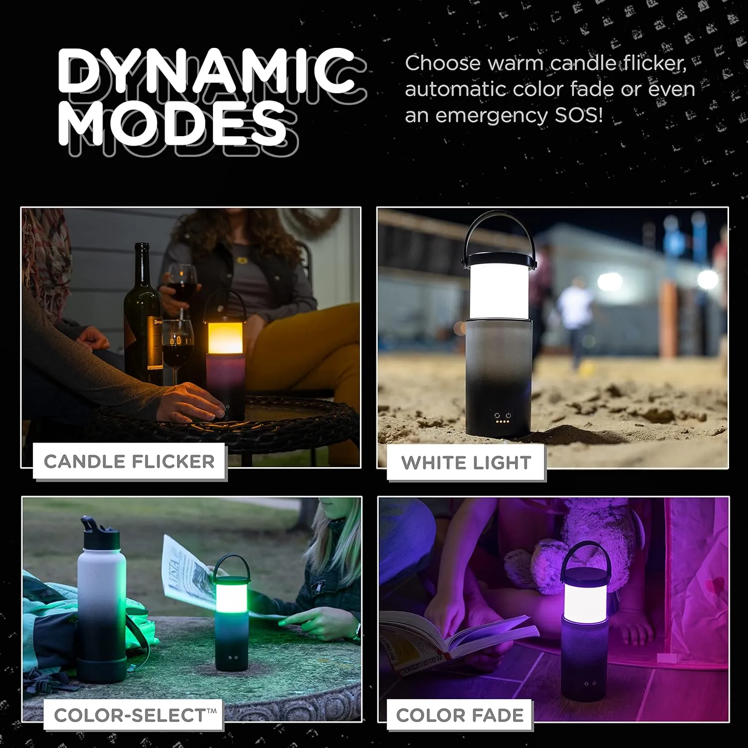 Enbrighten Mini Lantern, Rechargeable Lantern, Color Changing, LED Lamp for Bedroom, 400 Lumens, 180 Hour Runtime, Night Light, 4 Lighting Modes, Perfect for Camping, Bedroom, and More, 61744