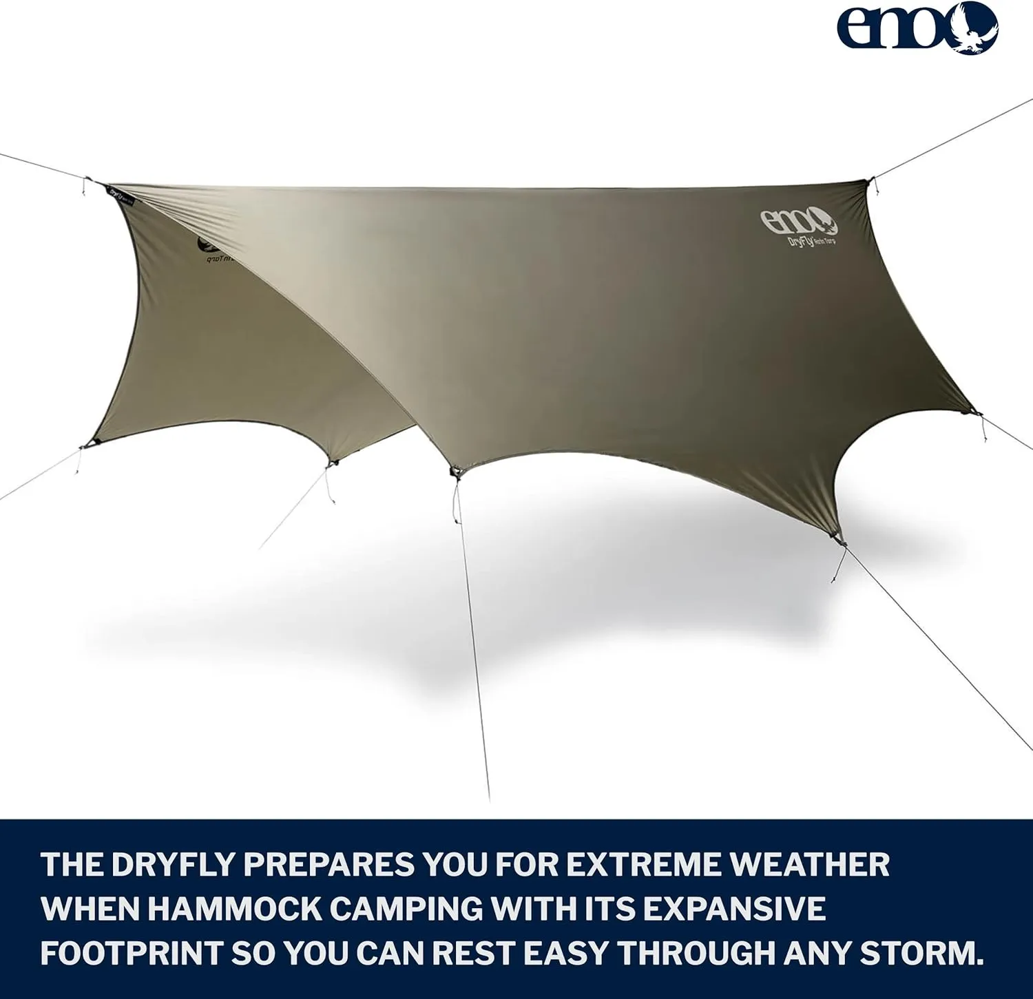 ENO, DryFly Rain Tarp - Heavy-Duty Waterproof Tarp - for Camping, Hiking, Backpacking, Travel, a Festival, or The Beach