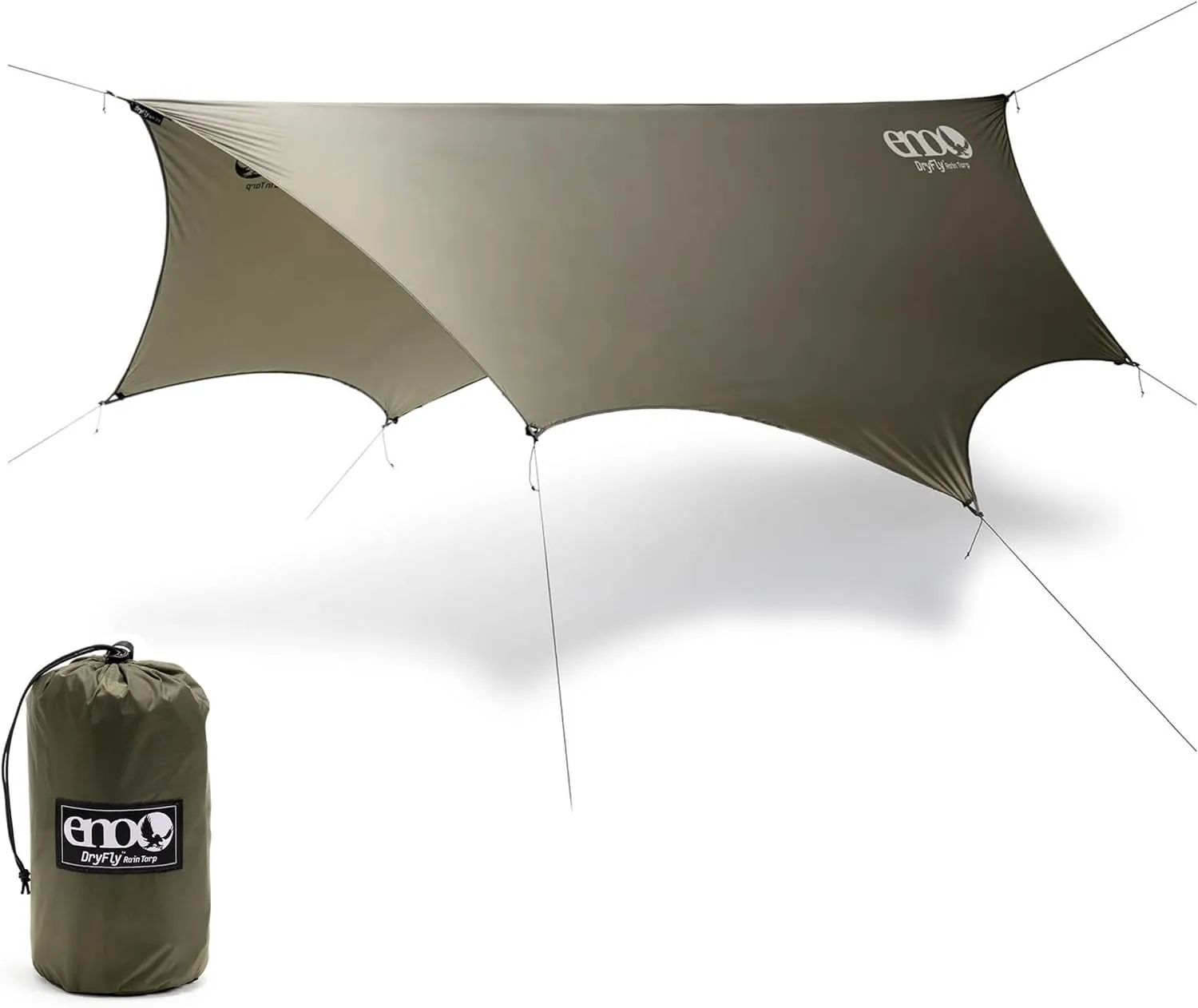 ENO, DryFly Rain Tarp - Heavy-Duty Waterproof Tarp - for Camping, Hiking, Backpacking, Travel, a Festival, or The Beach