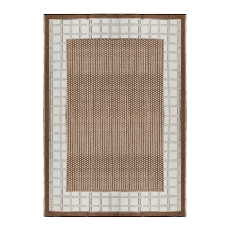 Europa Chestnut Brown And White Foldable Outdoor Carpet for Camping - 270x270 Cm