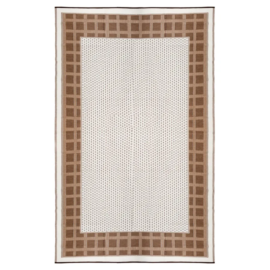 Europa Chestnut Brown And White Foldable Outdoor Carpet for Camping - 270x270 Cm
