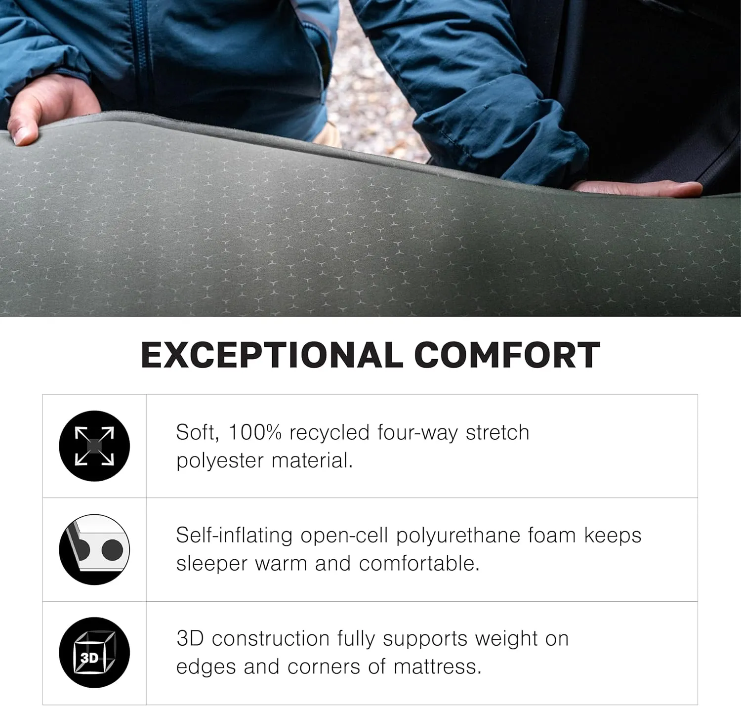 Exped MegaMat Auto - Self Inflating Soft Car Sleeping Mat, 4” Foam Pad, Wheel Cutouts, Pump Included