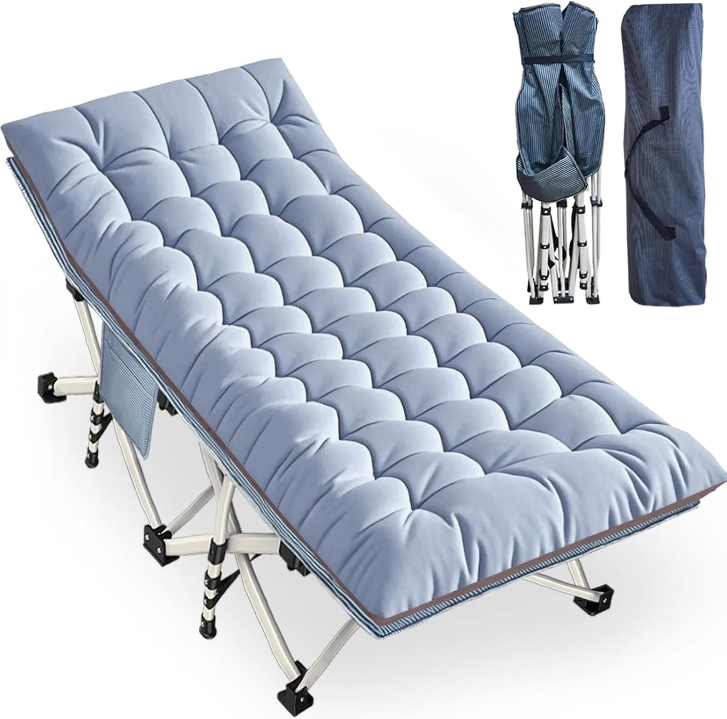 Extra Large Cmaping Cot 79" L x 32" W x 18" H Camping Cot with Comfortable Mattress XXL Sleeping cots for Adults Camping Cots Include Carry Bag for Adults Indoor Outdoor Office Nap