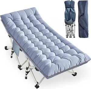 Extra Large Cmaping Cot 79" L x 32" W x 18" H Camping Cot with Comfortable Mattress XXL Sleeping cots for Adults Camping Cots Include Carry Bag for Adults Indoor Outdoor Office Nap