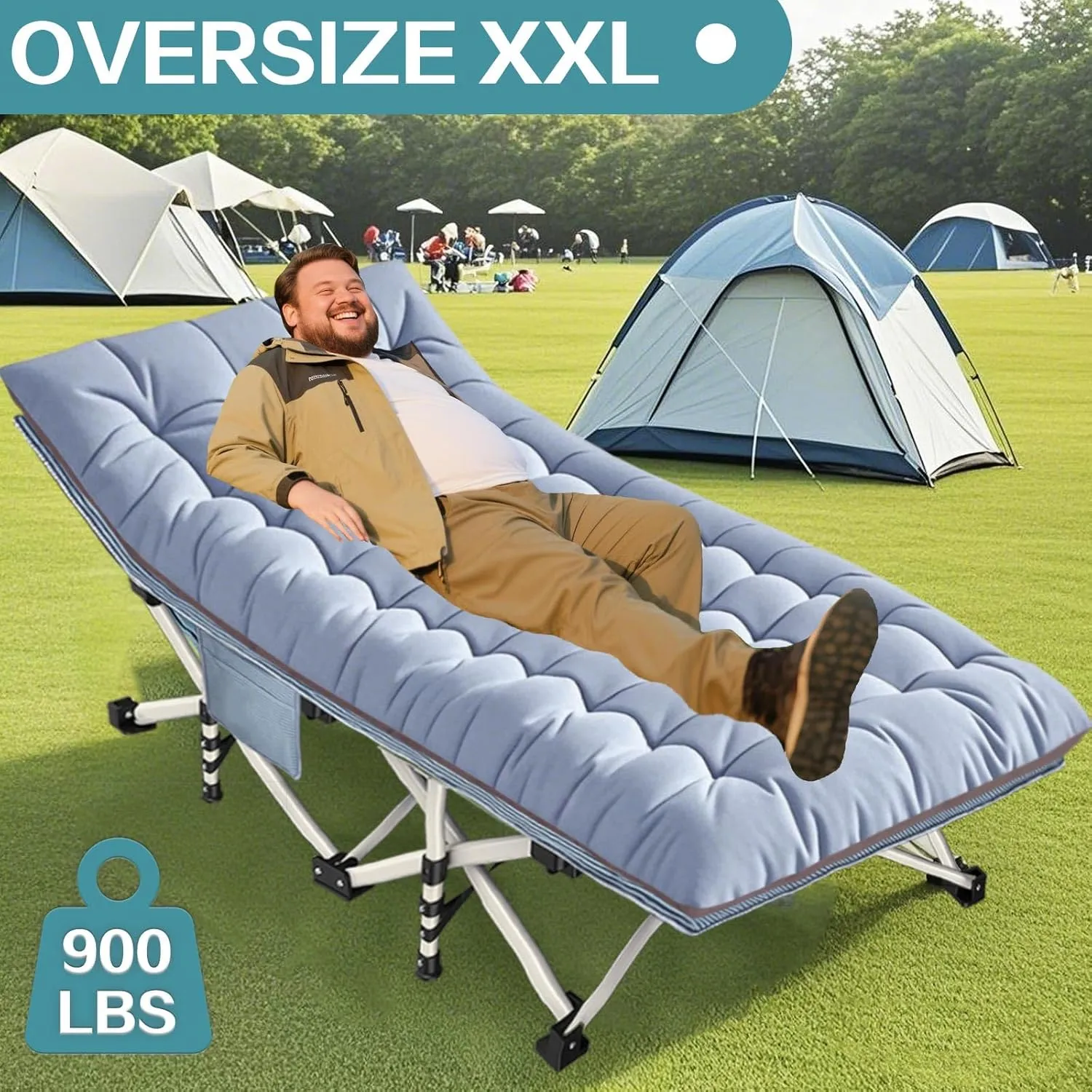 Extra Large Cmaping Cot 79" L x 32" W x 18" H Camping Cot with Comfortable Mattress XXL Sleeping cots for Adults Camping Cots Include Carry Bag for Adults Indoor Outdoor Office Nap