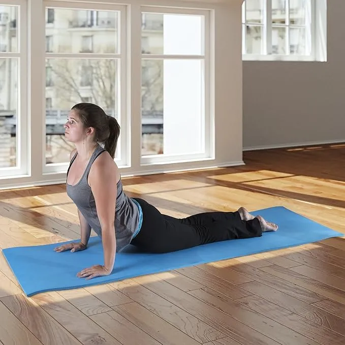 Extra-Thick Yoga Mat - Durable Comfort Non-Slip Foam Workout Mat for Fitness, Pilates, and Floor Exercises with Carrying Strap by Wakeman