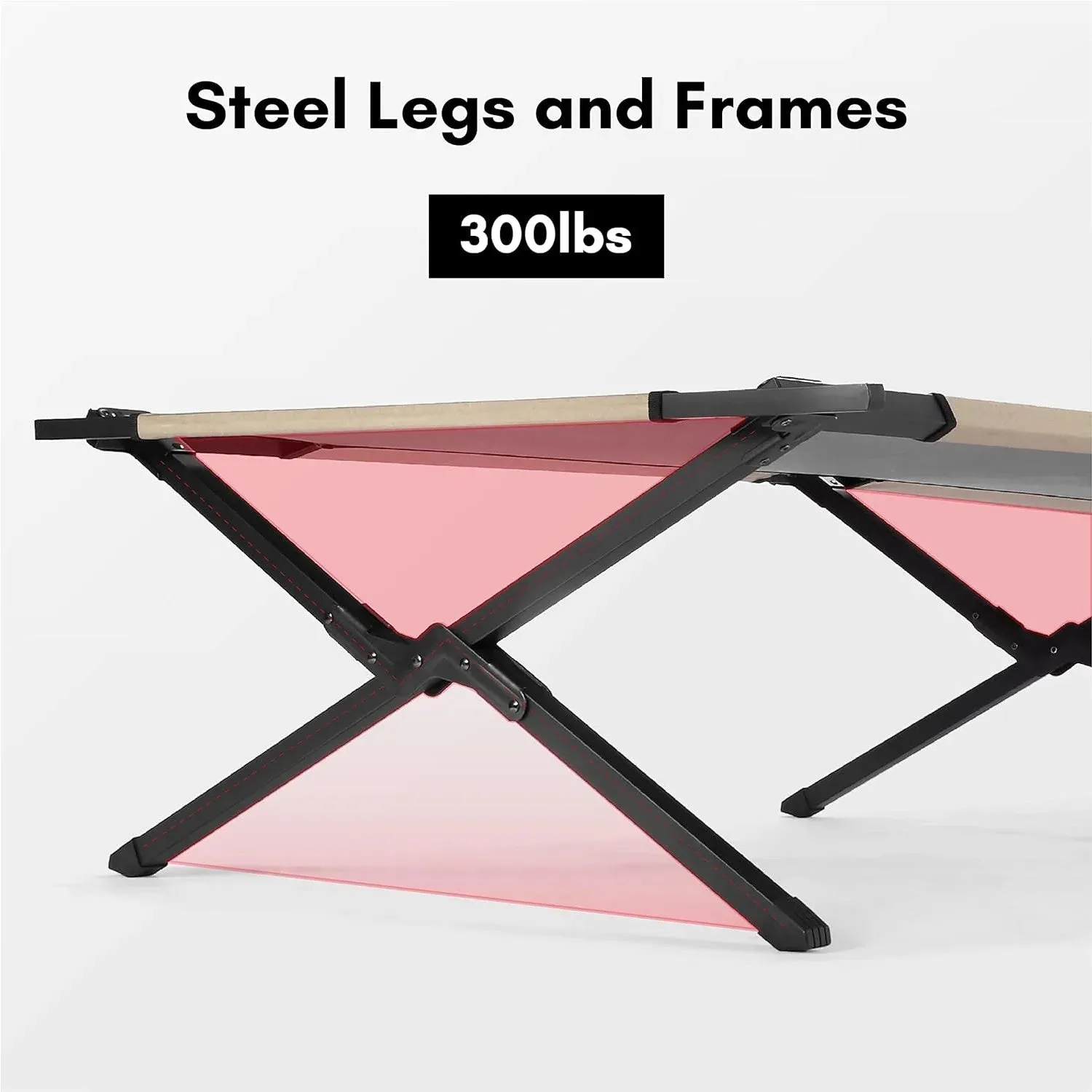 Extremus Komfort Folding Camp Cot – 300 lbs Capacity, Durable Steel Frame & 300D Polyester Surface