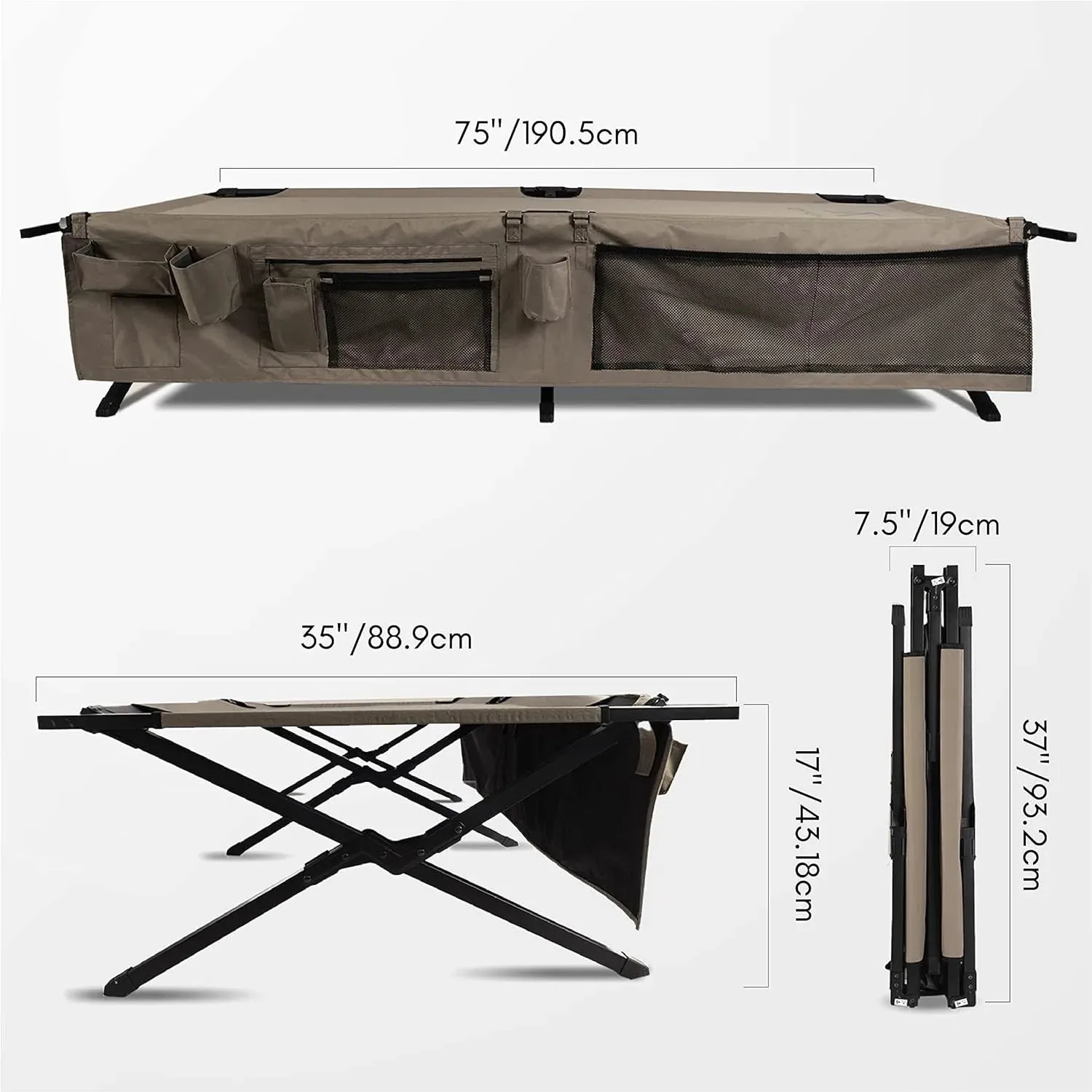 Extremus Komfort Folding Camp Cot – 300 lbs Capacity, Durable Steel Frame & 300D Polyester Surface