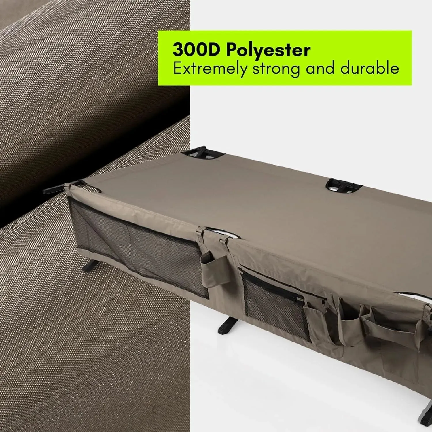 Extremus Komfort Folding Camp Cot – 300 lbs Capacity, Durable Steel Frame & 300D Polyester Surface