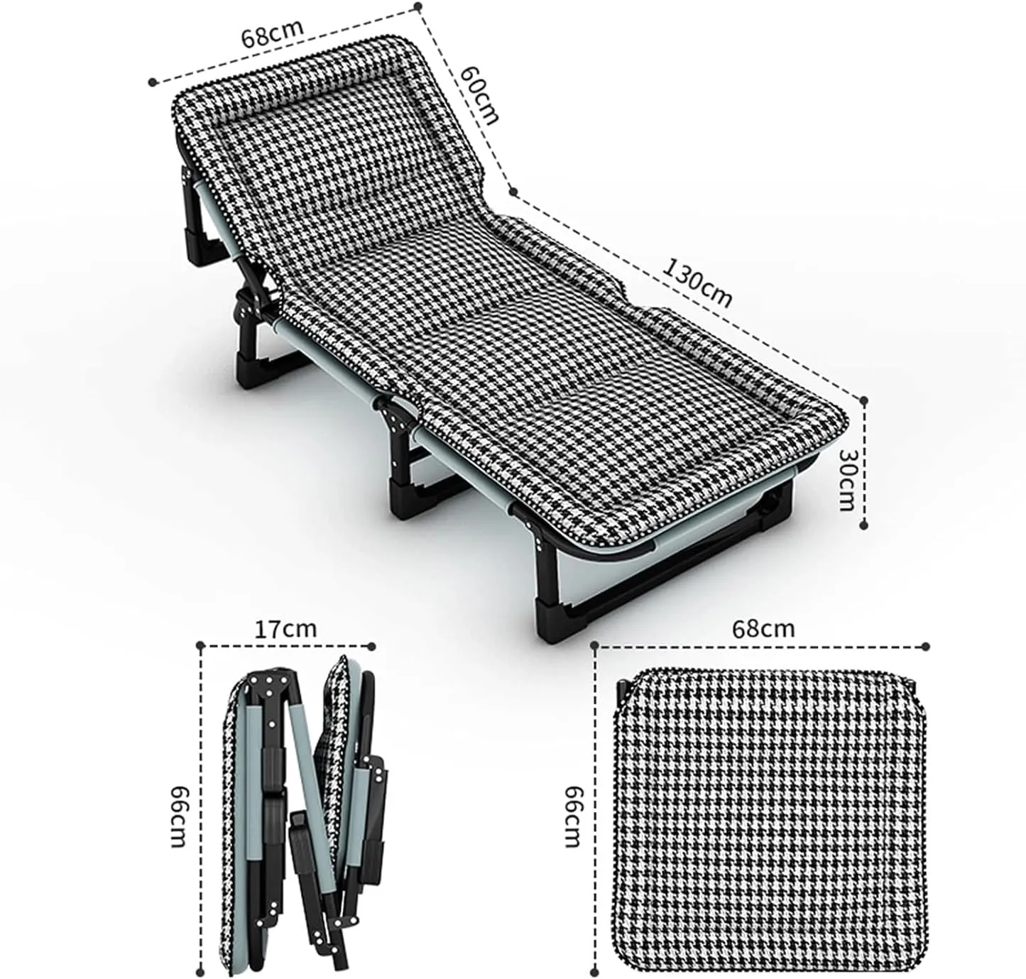 EYPKPL cots for Sleeping Camping Cot 4-Level Adjustment of Backrest Cots for Camping with Mattresses Sleeping Cots for Adults Load 200kg Lounge Chair Stretching Freely