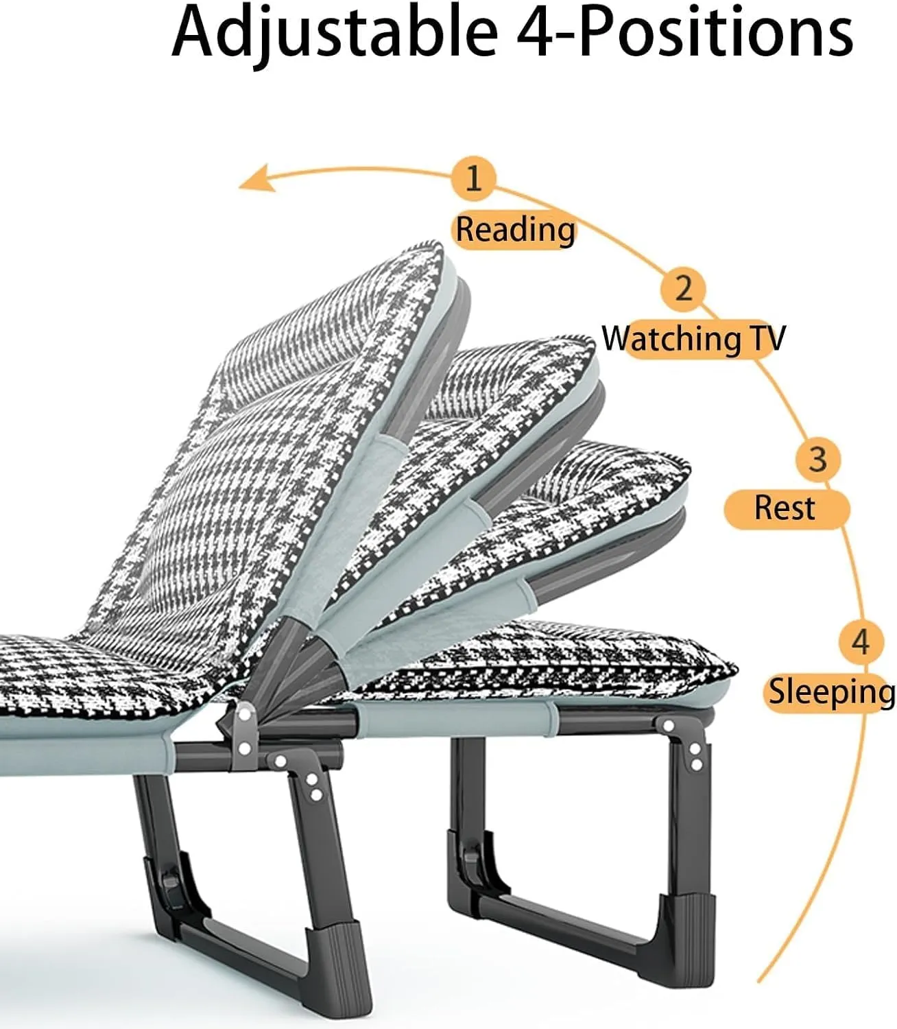 EYPKPL cots for Sleeping Camping Cot 4-Level Adjustment of Backrest Cots for Camping with Mattresses Sleeping Cots for Adults Load 200kg Lounge Chair Stretching Freely
