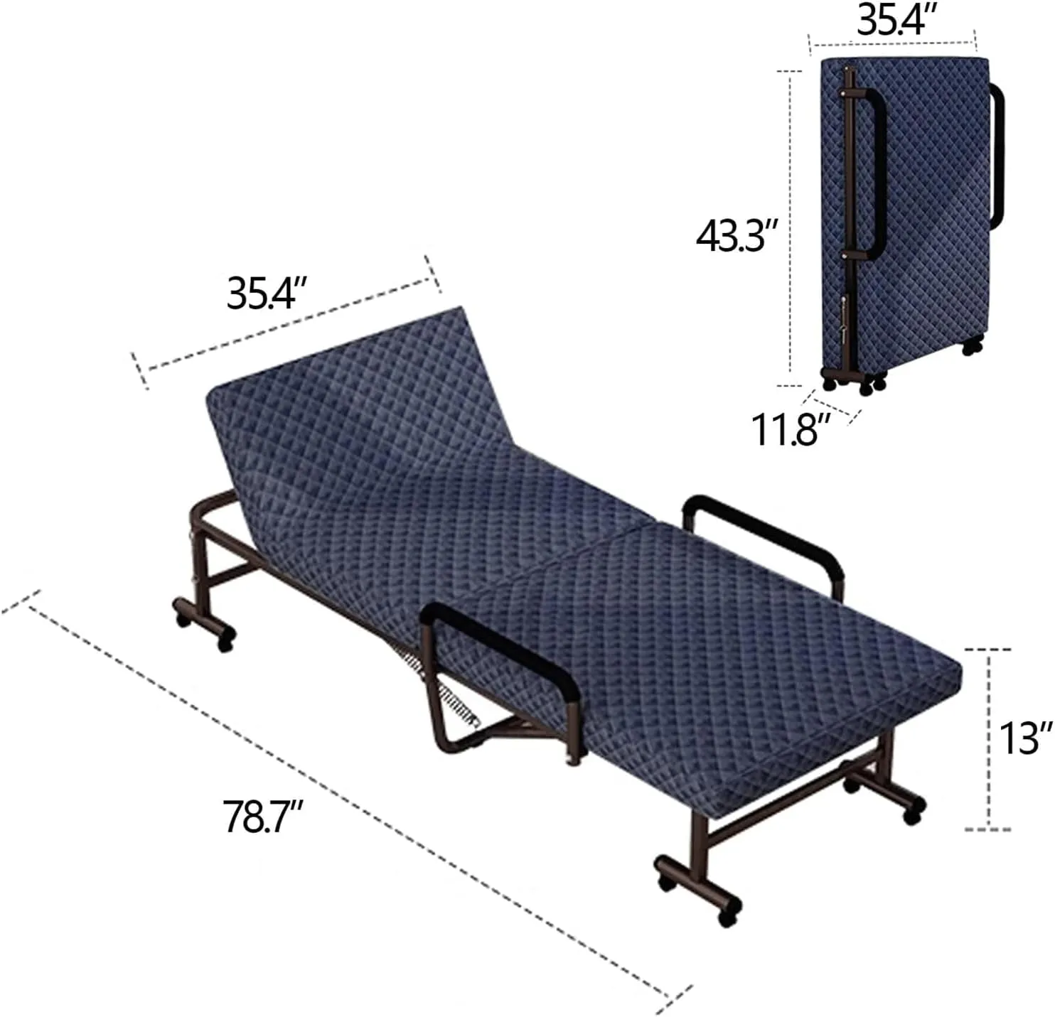 EYPKPL cots for Sleeping Camping Cots 6-Position Adjustment Folding Camping Cot Lounge Chair with Mattress and Armrests Load 661lbs Cots for Camping Stretching Freely