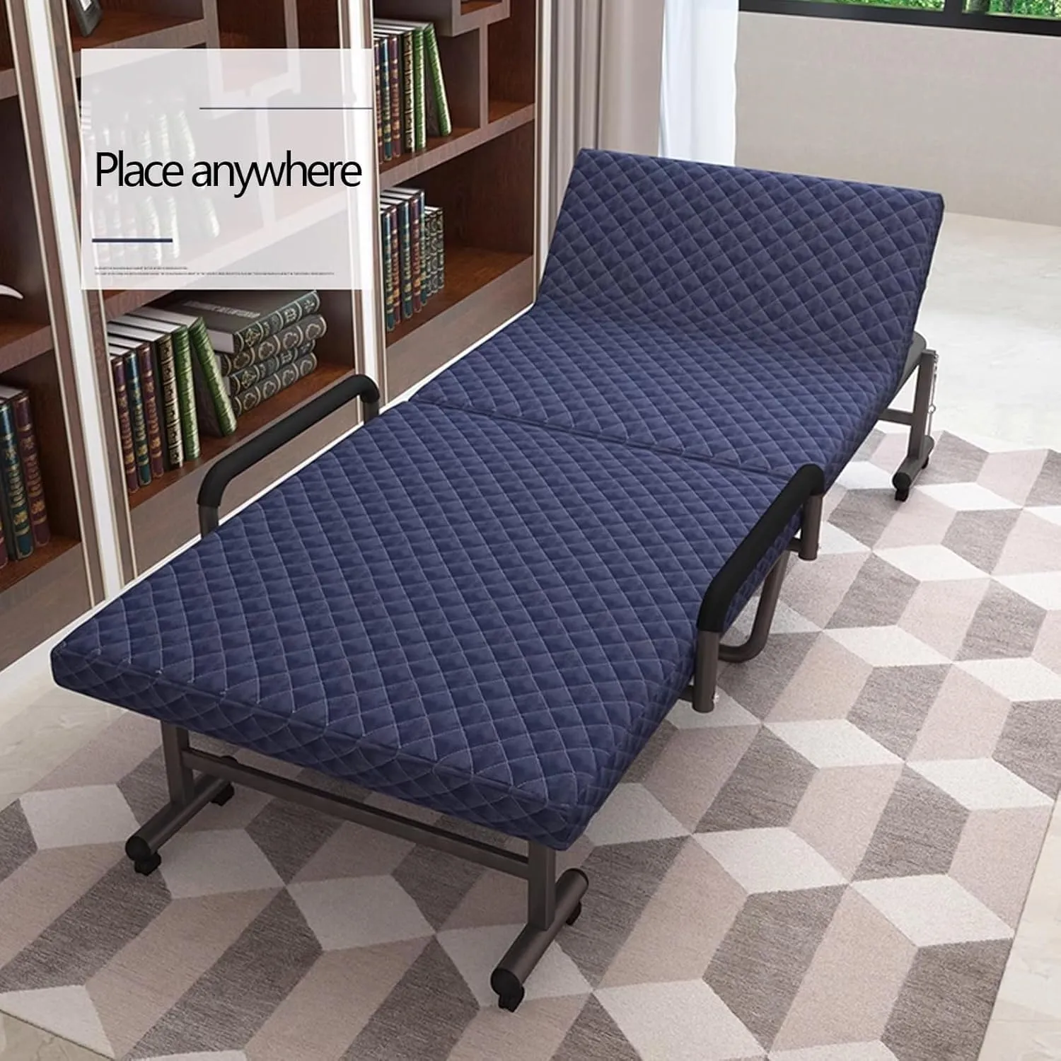 EYPKPL cots for Sleeping Camping Cots 6-Position Adjustment Folding Camping Cot Lounge Chair with Mattress and Armrests Load 661lbs Cots for Camping Stretching Freely