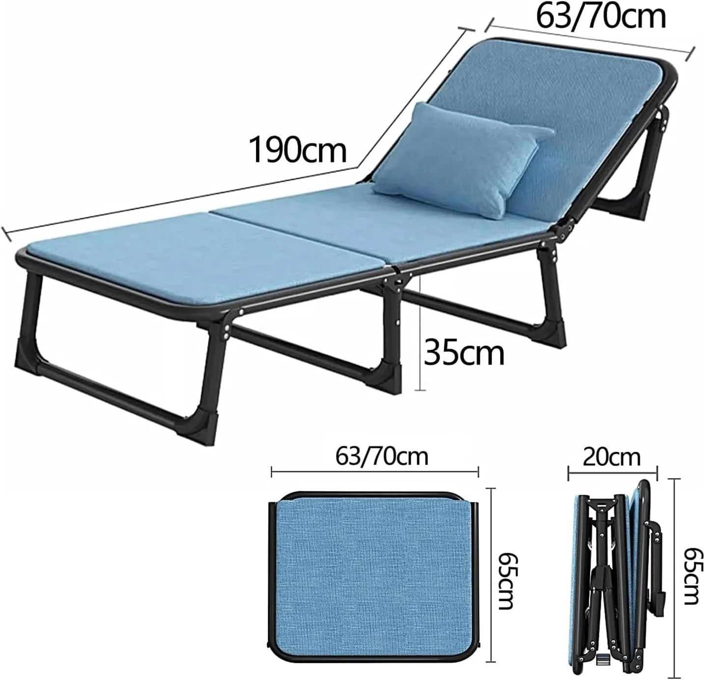 EYPKPL cots for Sleeping Foldable Camping Cot 6 Positions Adjustable Camping Cots 4 360° Universal Wheels Lounge Chair Camping Cots for Adults Stretching Freely