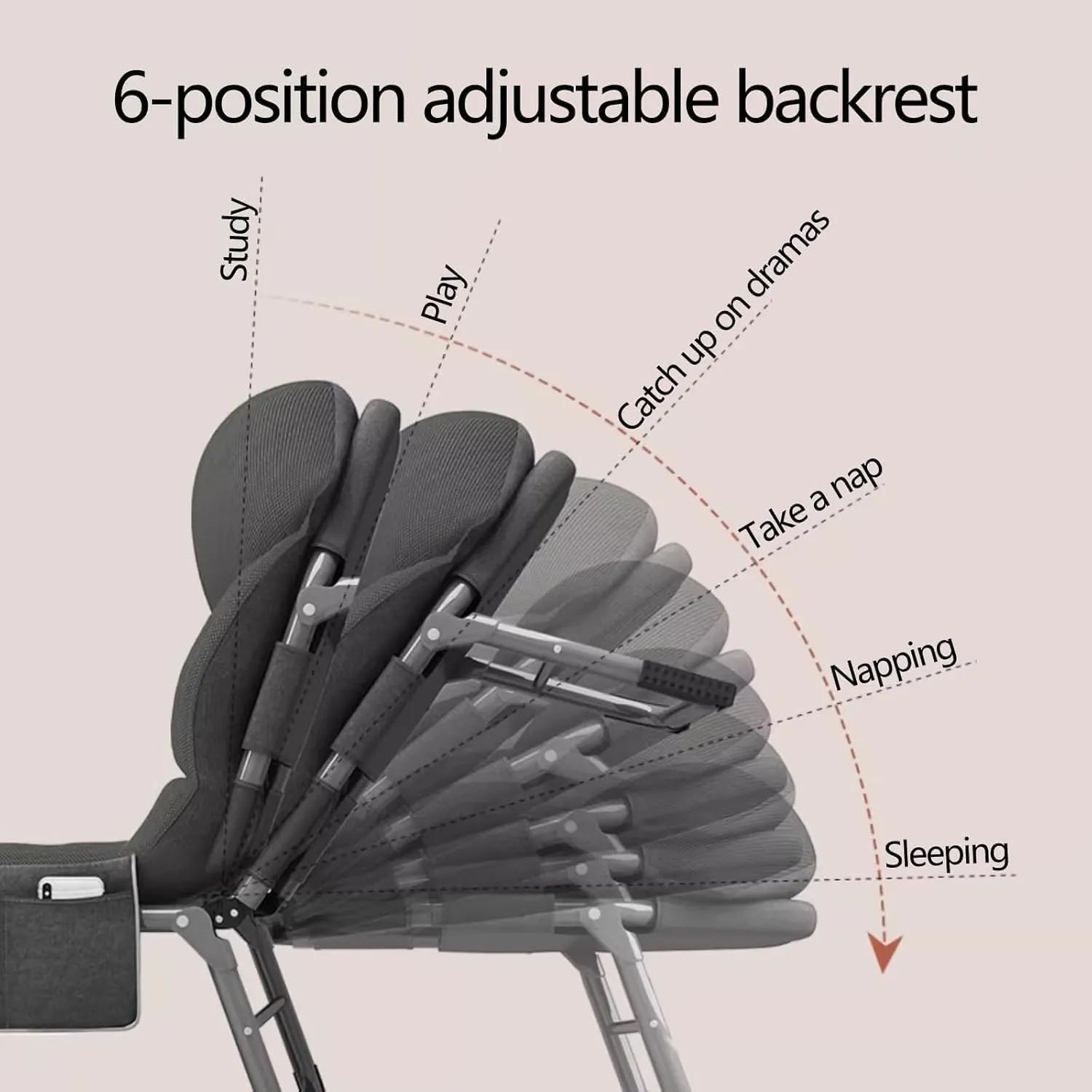 EYPKPL cots for Sleeping Portable Camping Cot 6 Speed Adjustable Backrest Folding Camping Cot with Mattress Cots for Camping Load 150kg Folding Cot Stretching Freely