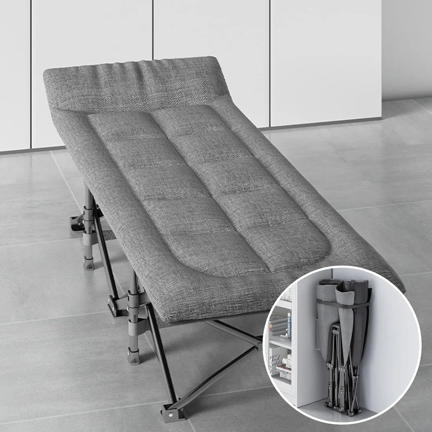 EYPKPL cots for Sleeping Portable Camping Cot Linen Cots for Camping with Cushion and Pillow Camping Cots for Adults Load 220lbs Lounge Folding Bed Stretching Freely