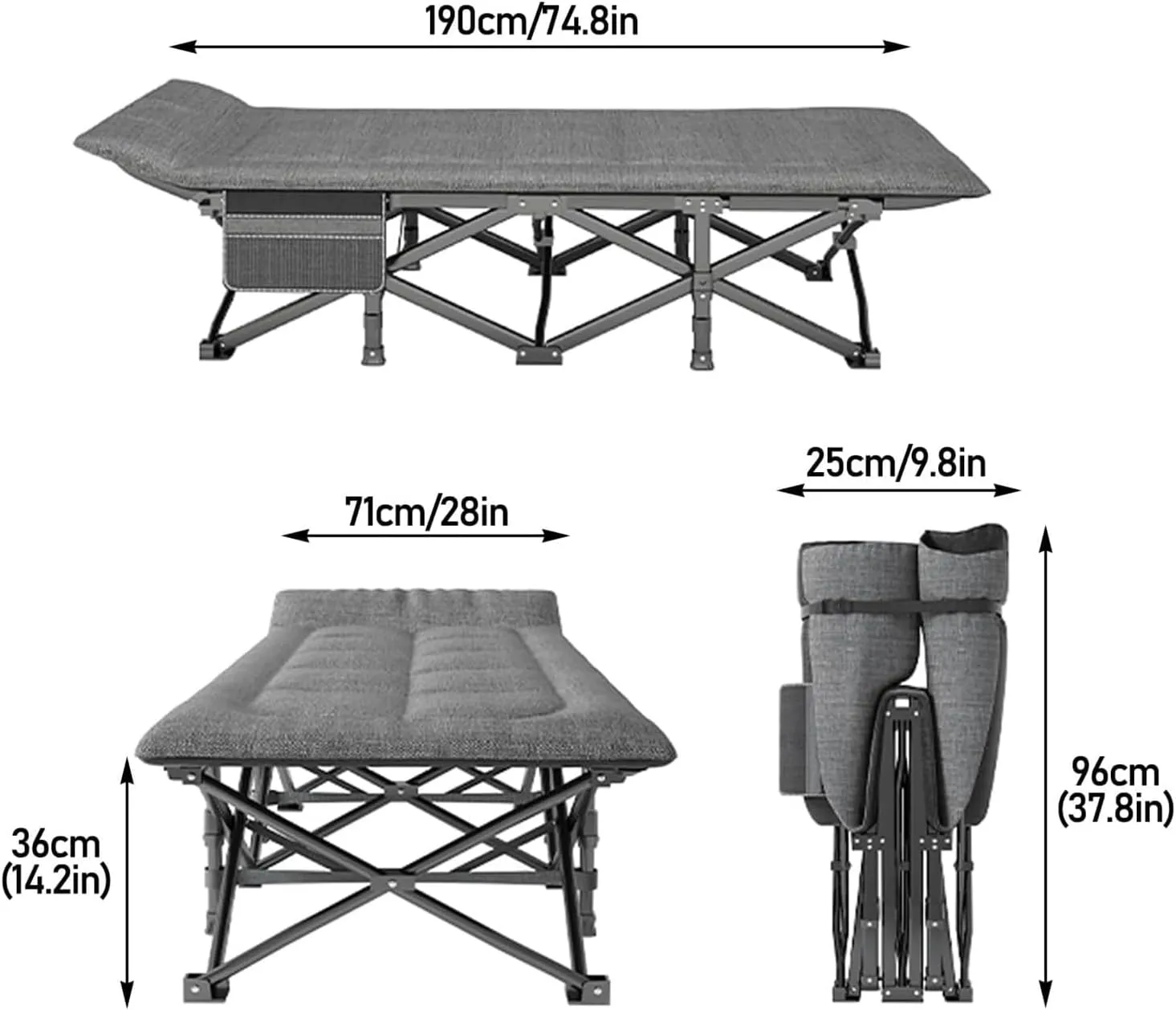 EYPKPL cots for Sleeping Portable Camping Cot Linen Cots for Camping with Cushion and Pillow Camping Cots for Adults Load 220lbs Lounge Folding Bed Stretching Freely