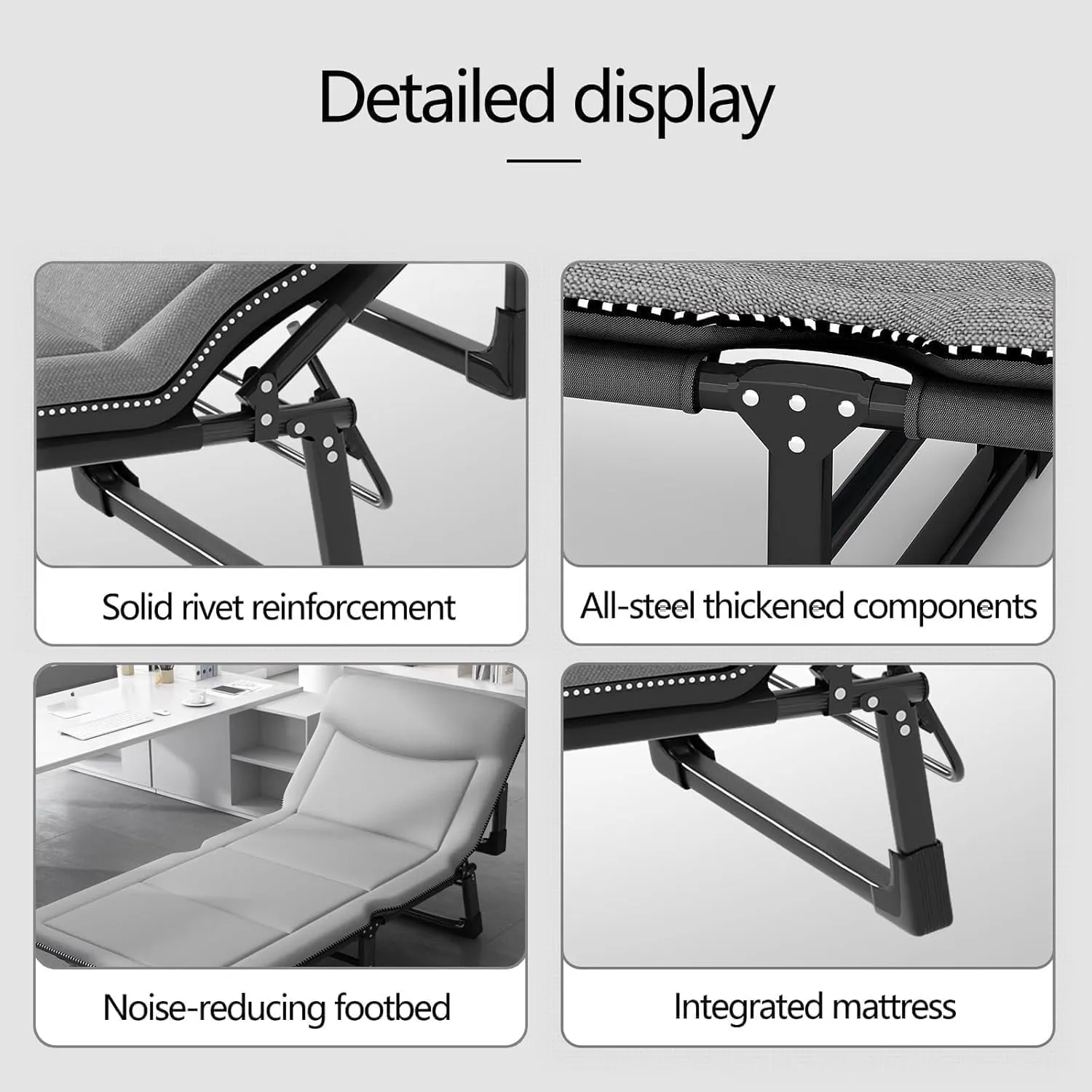 EYPKPL cots for Sleeping Portable Camping Cots 4 Position Adjustable Foldable Camping Cot W/Mattress and Pillow Camping Cots for Adults Lounge Chair Stretching Freely