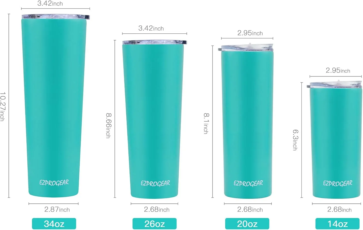 Ezprogear 34 oz Stainless Steel Slim Skinny Tumbler Red Cherry Mug Vacuum Insulated with Straw (34 oz, Cherry)