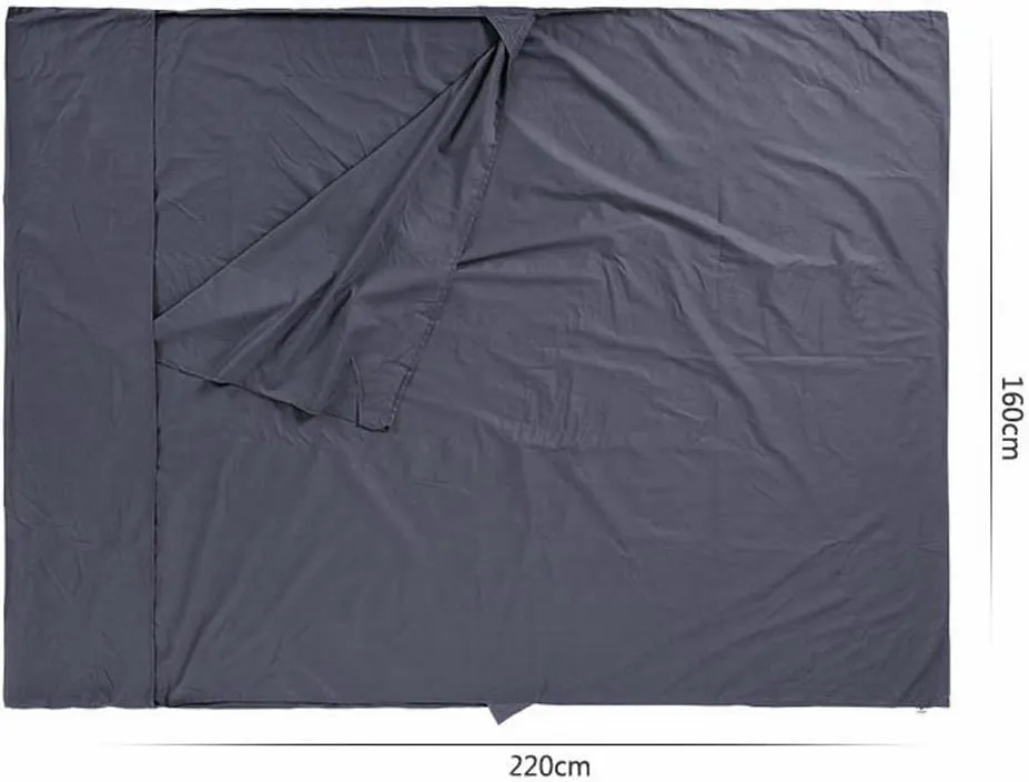 FakeFace Lightweight Double Sleeping Bag Liner Travel Sheet Sleep Bed Cover Sack 2 Person for Travel, Camping, Youth Hostels, Backpacking, Picnic, Plane, Train - 63" x 83", w/Backpack
