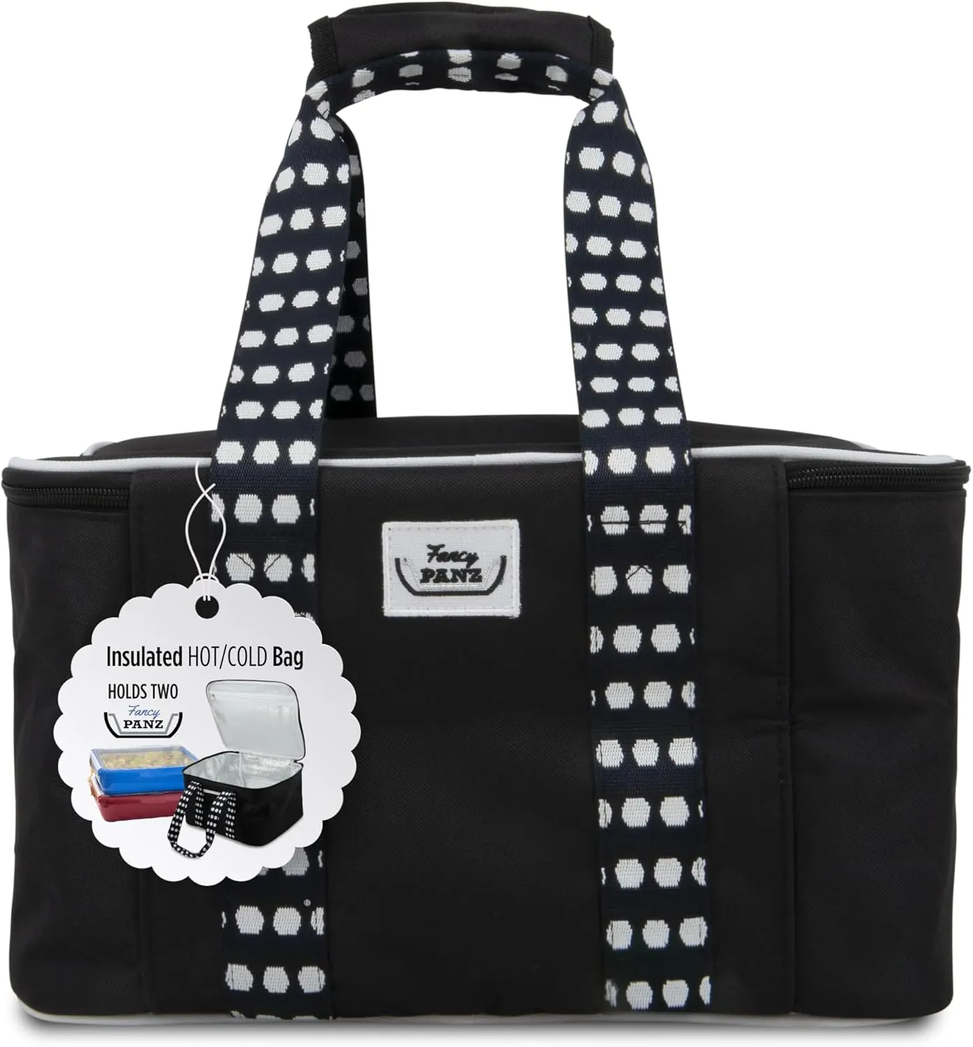 Fancy Panz Insulated Carrier, Casserole Carrier Bag for Hot or Cold Food, Casserole Tray Insulated Bag, Holds 2, Black