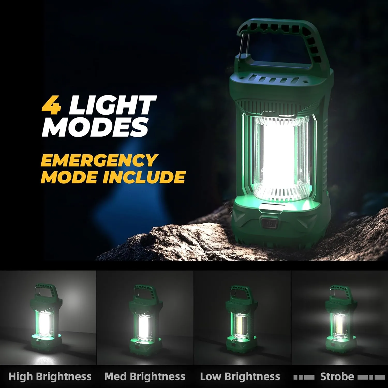 Favourlite Camping Lantern, 1500LM Camping Light 3000 Capacity Phone Charger LED Impact-Resistant Flashlight Lantern Portable Waterproof Hurricane Lanterns for Power Outages (Green Green)