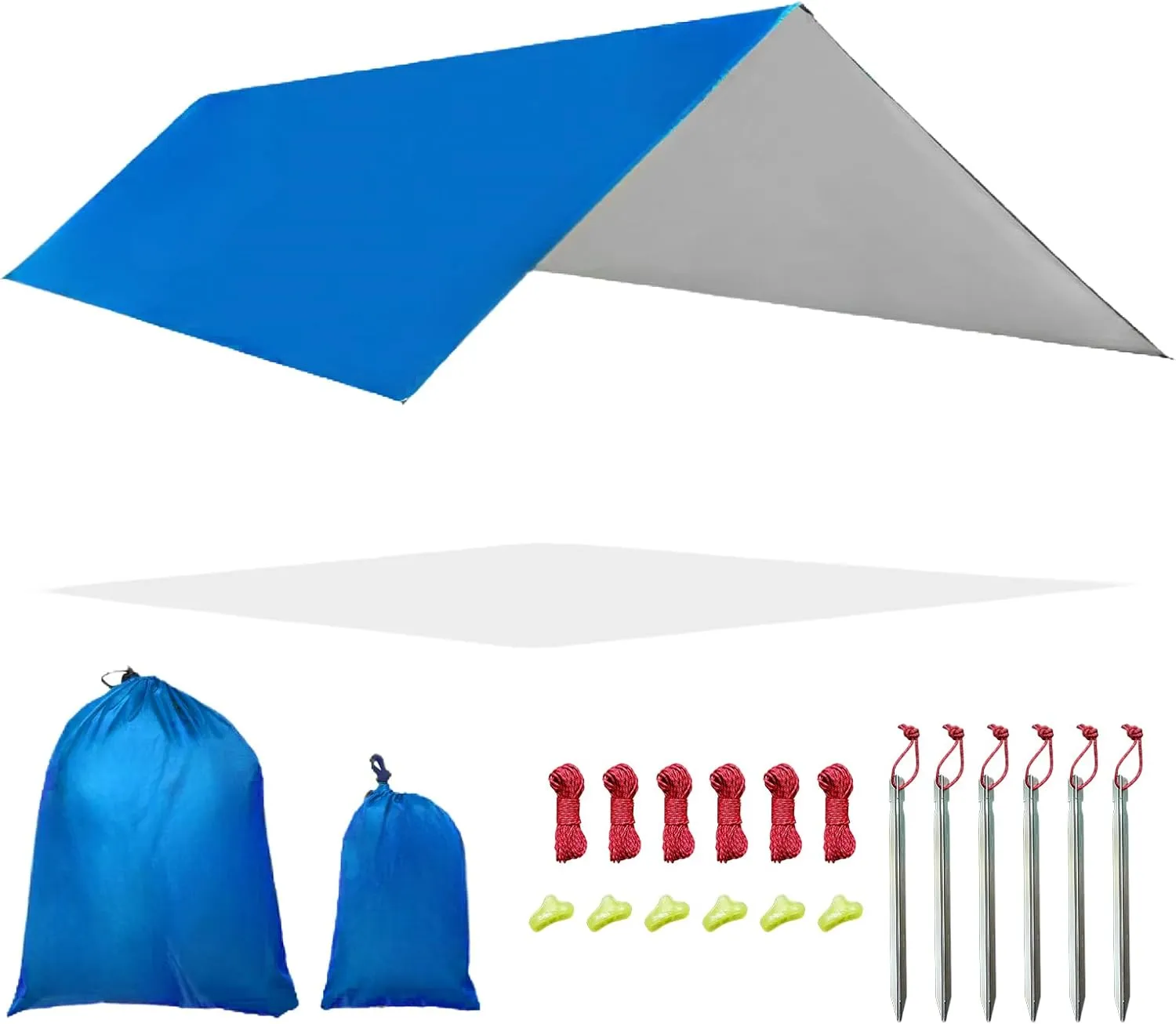 Fay Bless Rain Fly Camping Tarp Waterproof Resistant Sun Shade Lightweight Hammock Tent Tarp with Multifunctional Camping Accessories (Blue, 3×3m)