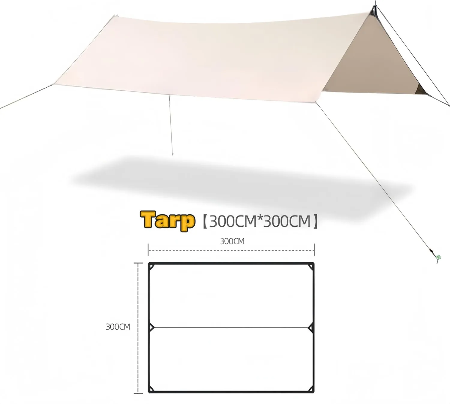 Fay Bless Rain Fly Camping Tarp Waterproof Resistant Sun Shade Lightweight Hammock Tent Tarp with Multifunctional Camping Accessories(Green, 3×3m)