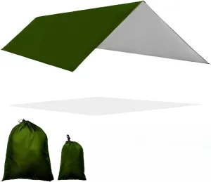 Fay Bless Rain Fly Camping Tarp Waterproof Resistant Sun Shade Lightweight Hammock Tent Tarp with Multifunctional Camping Accessories(Green, 3×3m)