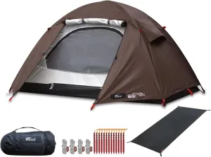 Field Camping Dome 100 Tent with Fly Sheet, Ground Sheet, Pegs, Ropes, Carrying Bag, For 1 Person, Solo, Hanging Type, UV Protection, Water Resistant, Silver Coating, Canopy, Easy