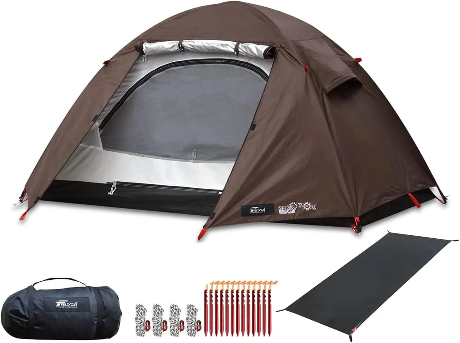 Field Camping Dome 100 Tent with Fly Sheet, Ground Sheet, Pegs, Ropes, Carrying Bag, For 1 Person, Solo, Hanging Type, UV Protection, Water Resistant, Silver Coating, Canopy, Easy