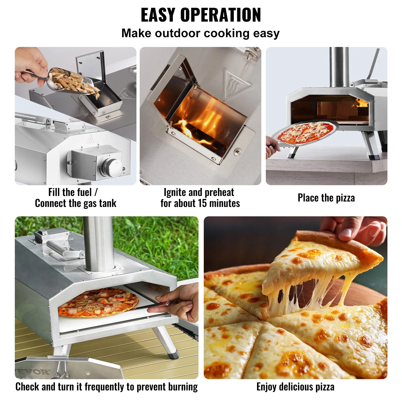 (FINAL PRICES ARE LOWER ON OUR SITE!) VEVOR 12" Outdoor Pizza Oven Portable Pellet/Gas Pizza Oven Foldable for Camping