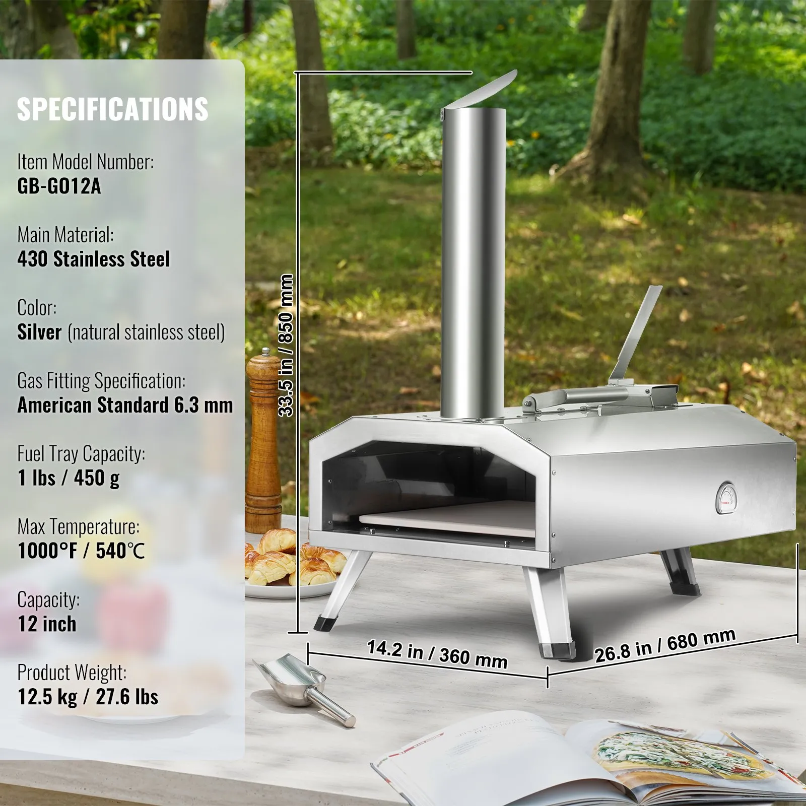 (FINAL PRICES ARE LOWER ON OUR SITE!) VEVOR 12" Outdoor Pizza Oven Portable Pellet/Gas Pizza Oven Foldable for Camping