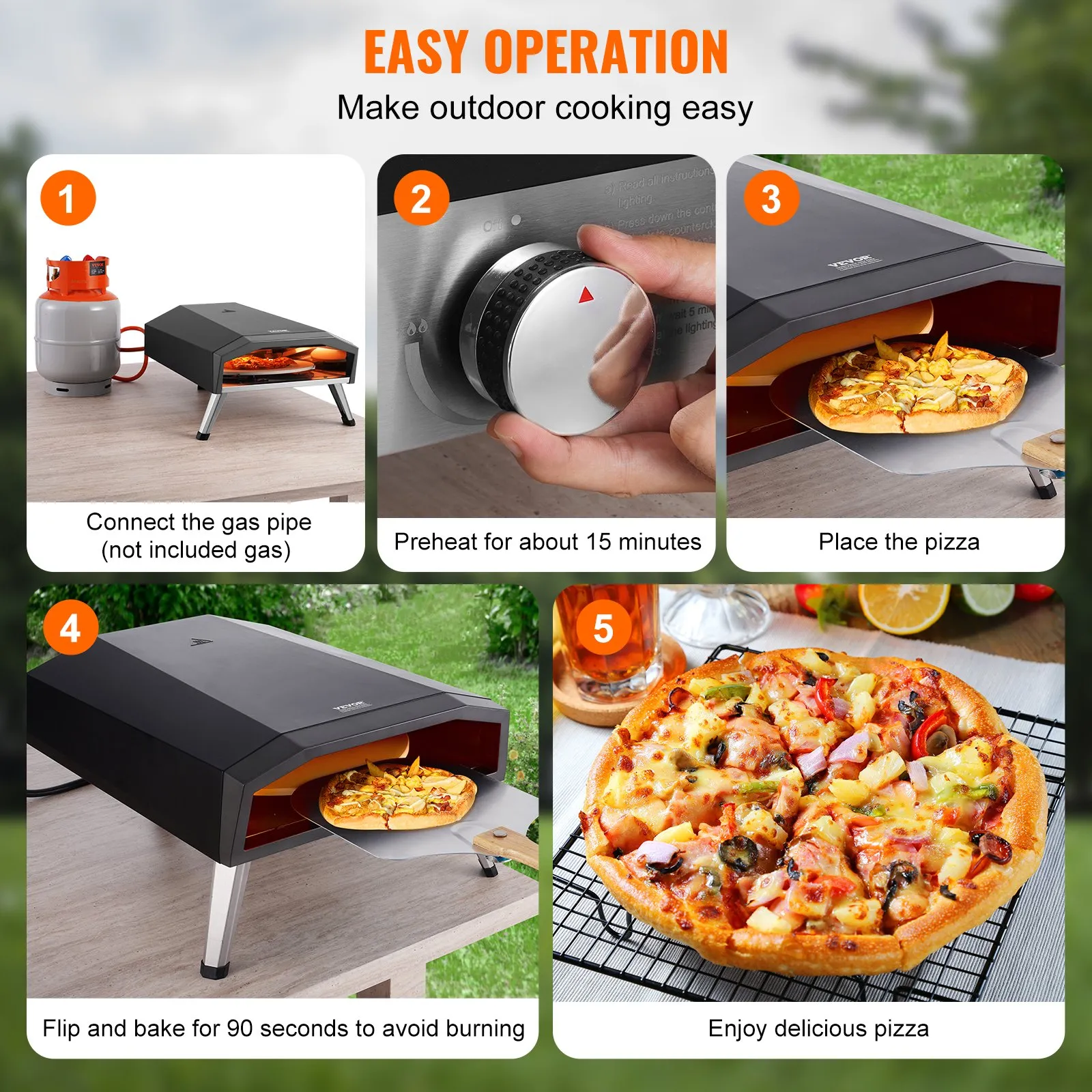 (FINAL PRICES ARE LOWER ON OUR SITE!) VEVOR 13" Outdoor Pizza Oven Portable Gas Oven Iron Spray Foldable for Camping