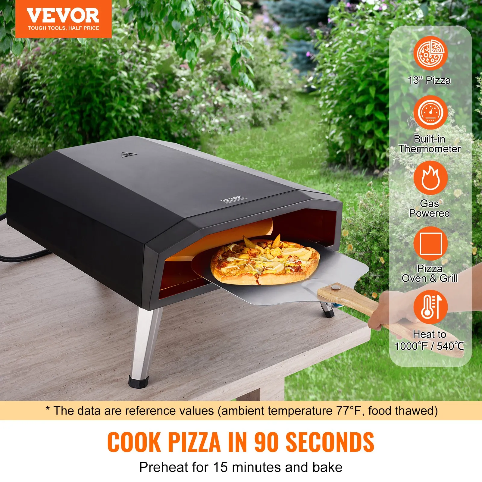 (FINAL PRICES ARE LOWER ON OUR SITE!) VEVOR 13" Outdoor Pizza Oven Portable Gas Oven Iron Spray Foldable for Camping